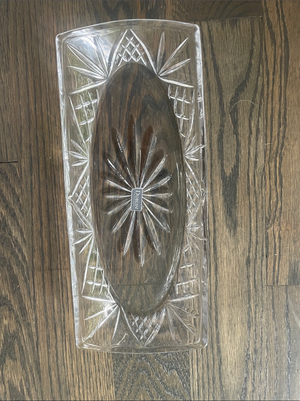 Dublin Clear Crystal Glass Serveware Platter - Elegant Cut Design 12x5